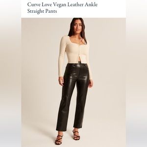Abercrombie curve love vegan leather ankle straight pants size 29 short